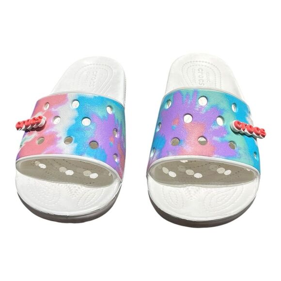 Crocs | Classic Tie Dye‎ Multi Color Graphic Slides M 3 W 5 - Picture 3 of 10